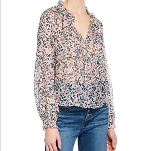 Veronica Beard Antonette Long-Sleeve Floral Silk Top